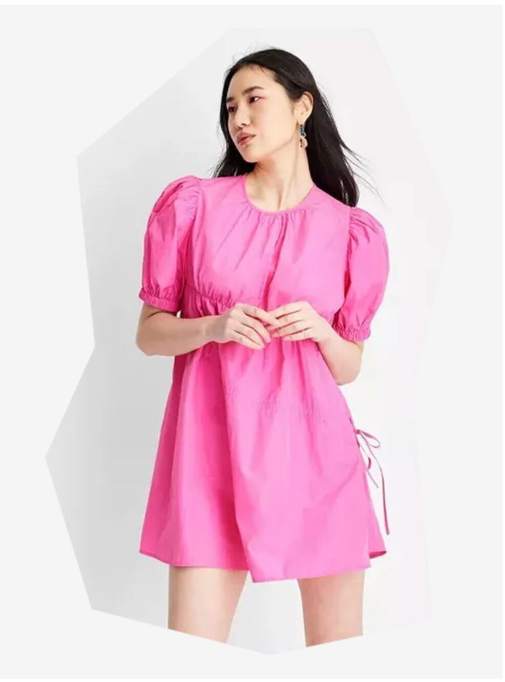 FUTURE COLLECTIVE Women's Babydoll Dress SMALL Gabriella Karefa Johnson Pink